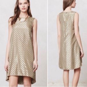 Anthropologie Erin Fetherston gold cocktail dress